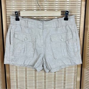 Loft Linen Cargo Paperbag Shorts Khaki Tan